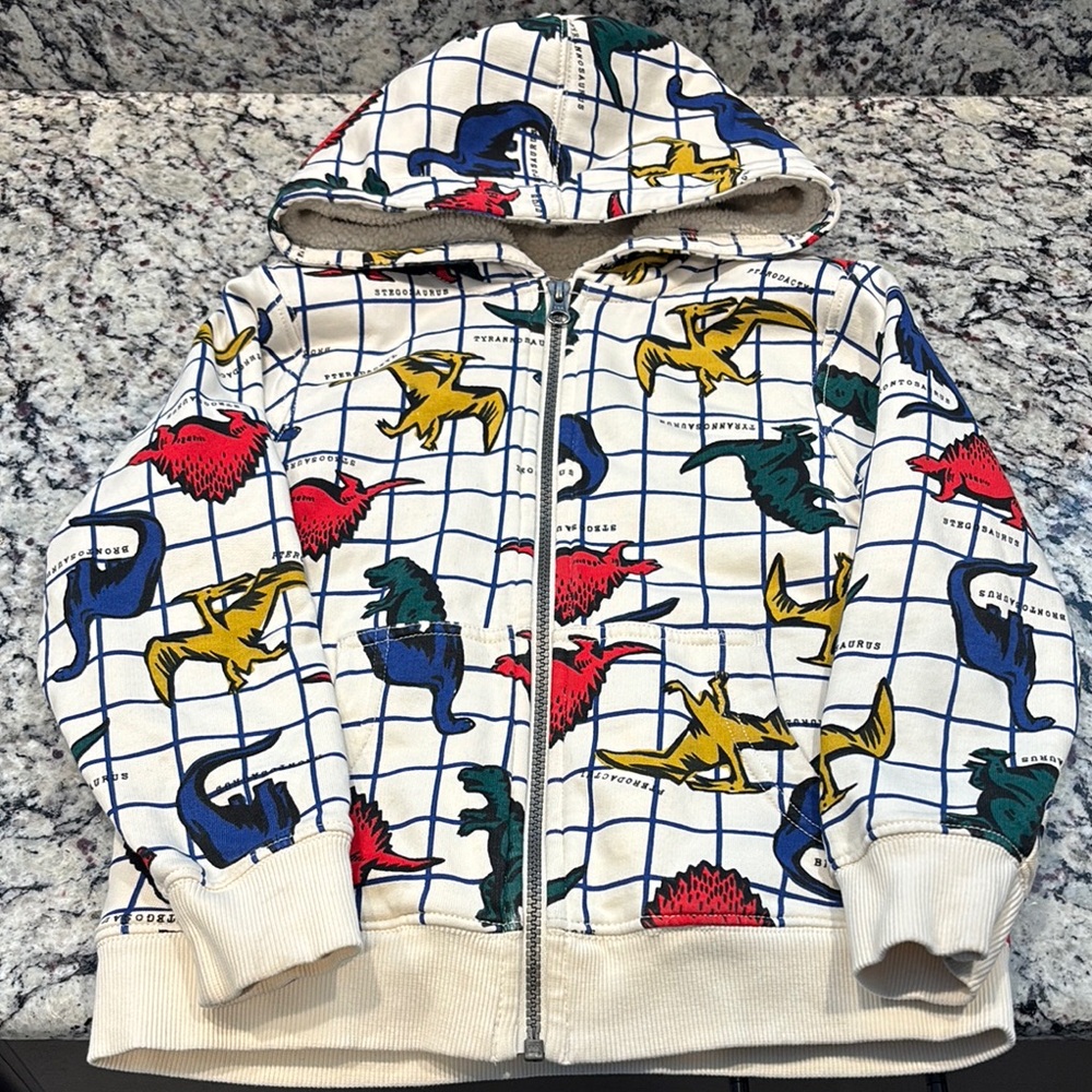 Hanna Andersson Boys Fuzzy Dinosaur Jacket, US 6-7, EUC, Super Fuzzy